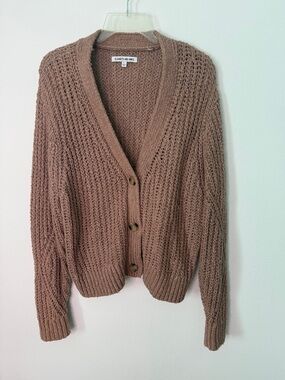 Elizabeth and James Chunky Knit Cardigan Size L Cozy Open Front Sweater